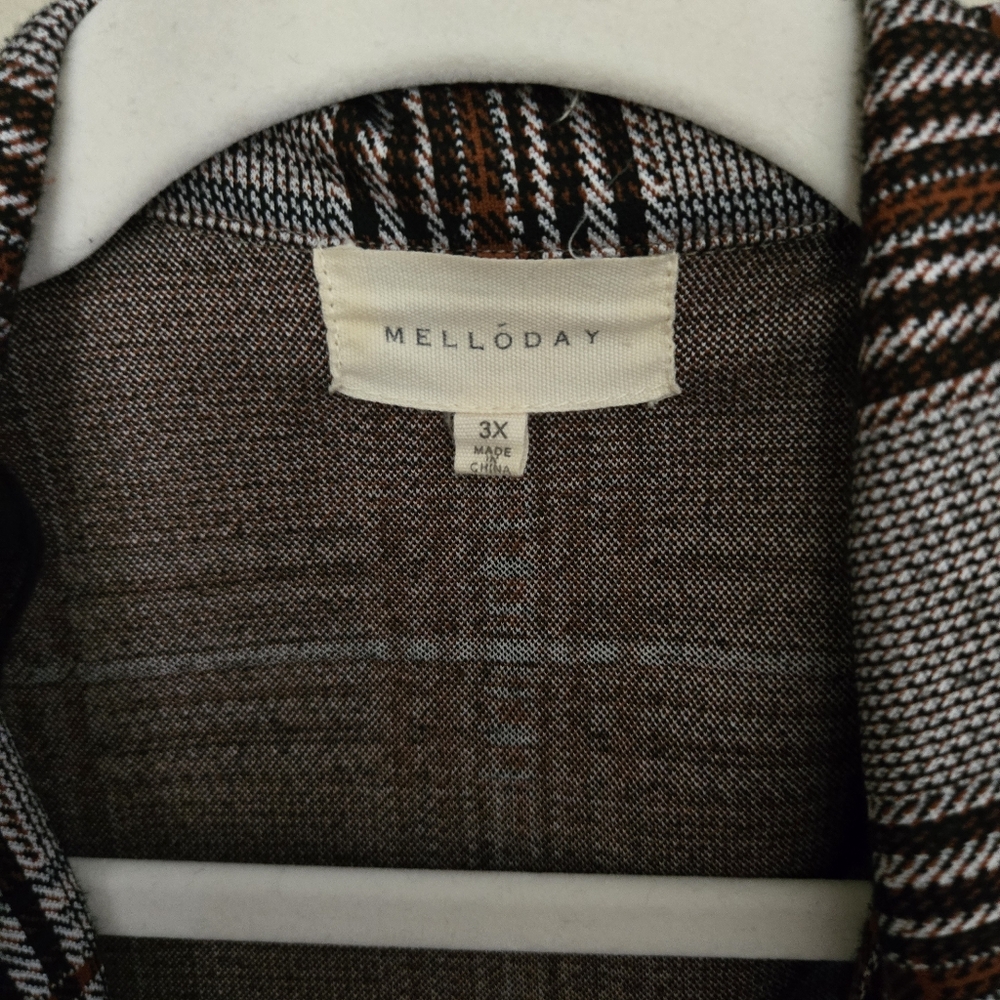 MELLODAY Women's 3x Gray Plaid Long Blazer - Picture 2 of 4